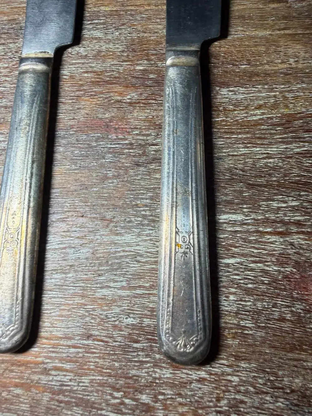 Vintage Silverplate Handle Dinner Knives with Stainless Steel Blades